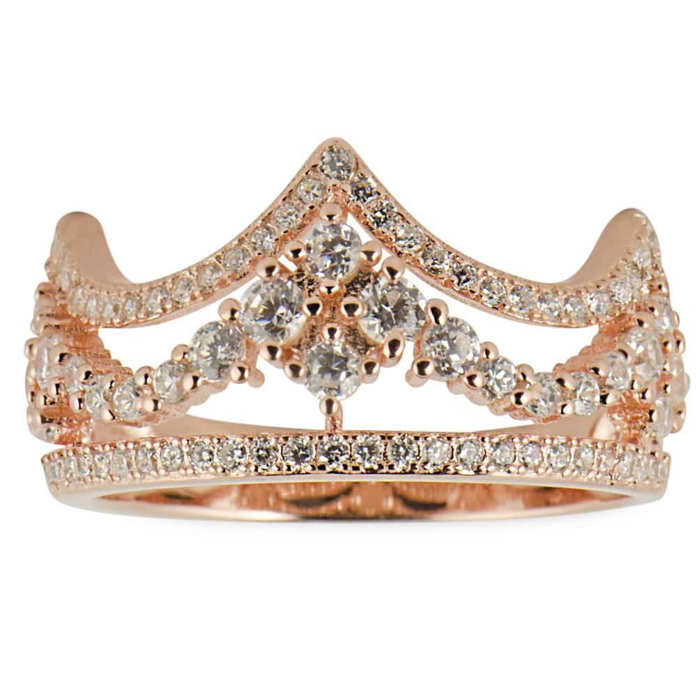 Crown 14 Karat Gold Plated Sterling Silver Ring (Size 7) in Gold color,  shape