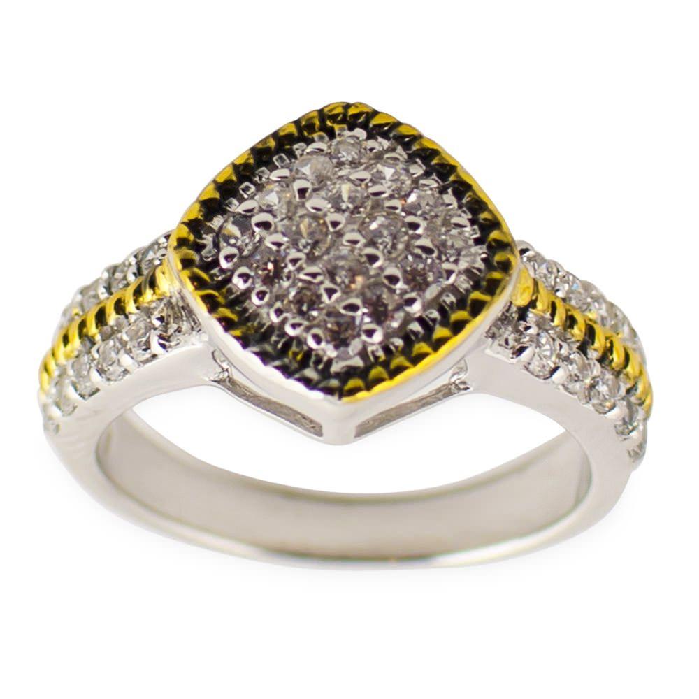 Vermeil CZ Sterling Silver Ring in  color,  shape