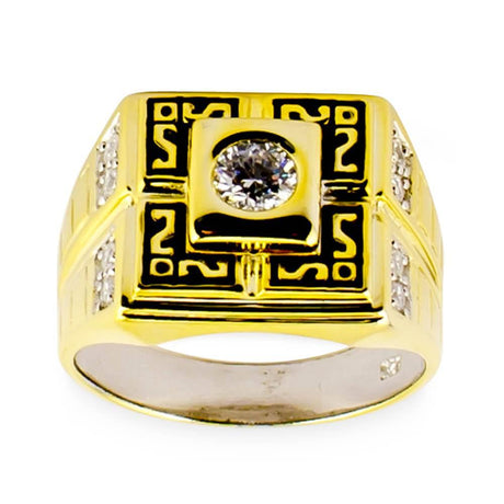 Vermeil 14k Yellow Gold  Sterling Silver Men's Ring (Size 10) in Gold color,  shape