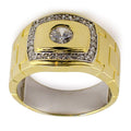 14 Karat Gold Plated Sterling Silver Men's Ring (Size 9) in Gold color
