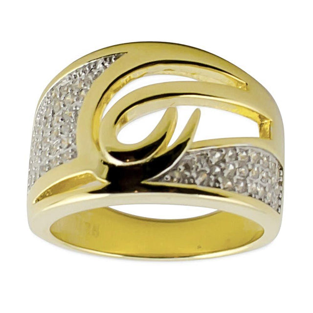 Vermeil CZ 14k Gold Plated Sterling Silver Ring (Size 7) in Gold color