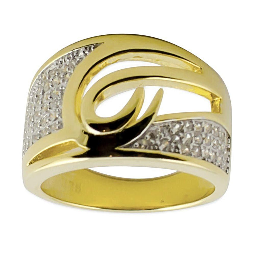 Vermeil CZ 14k Gold Plated Sterling Silver Ring (Size 7) in Gold color