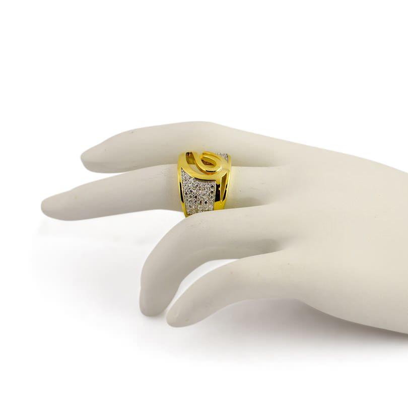 Vermeil CZ 14k Gold Plated Sterling Silver Ring (Size 8) , dimensions in inches: 0.9 x  x
