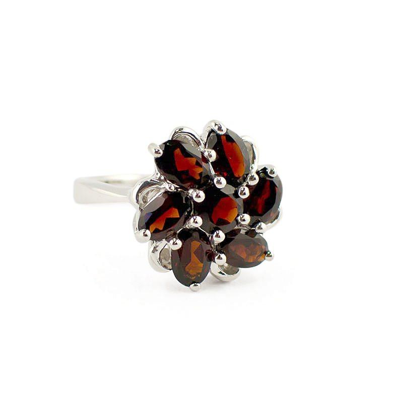 Preciada  Gemstones Sterling Silver Ring (Size 6) in Red color,  shape