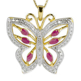 Preciada Ruby Butterfly Sterling Silver Pendant in Silver color,  shape
