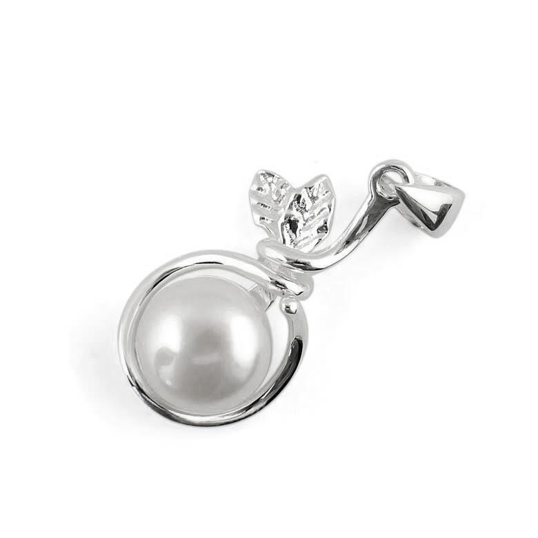 Pearl Sterling Silver Pendant in Silver color,  shape