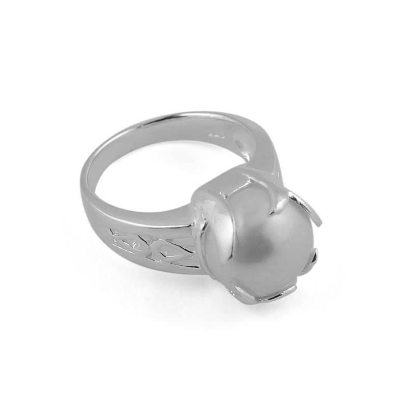 Fresh Water Pearl Sterling Silver Ring (Size 6) in Silver color,  shape