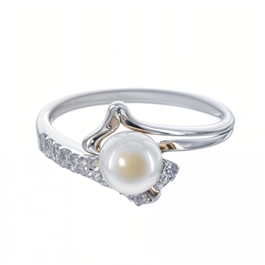 Fresh Water Pearl Sterling Silver Ring (Size 8) in Silver color