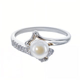 Fresh Water Pearl Sterling Silver Ring (Size 8) in Silver color