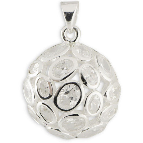 Bezel CZ Sterling Silver Pendant in Silver color,  shape