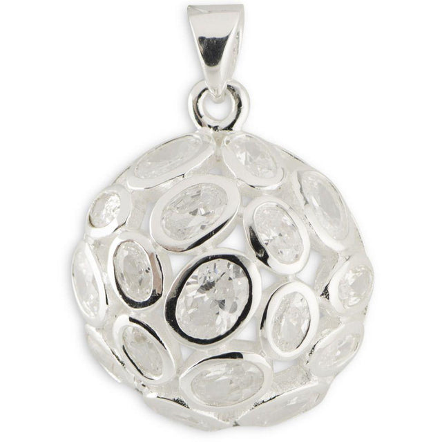 Bezel CZ Sterling Silver Pendant in Silver color,  shape