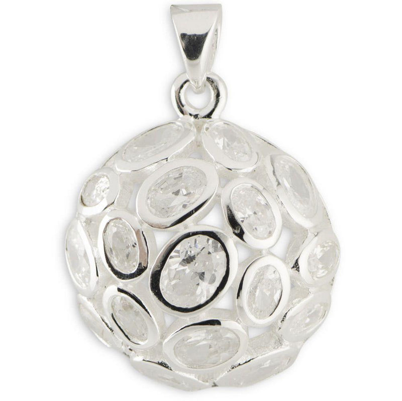 Bezel CZ Sterling Silver Pendant in Silver color,  shape