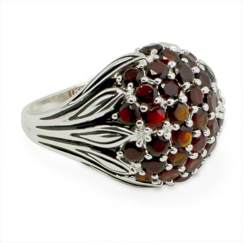 CZ Berry Sterling Silver Ring (Size 8) in Red color,  shape