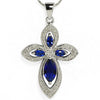 Midnight Blue Cross CZ Sterling Silver Pendant in  color,  shape