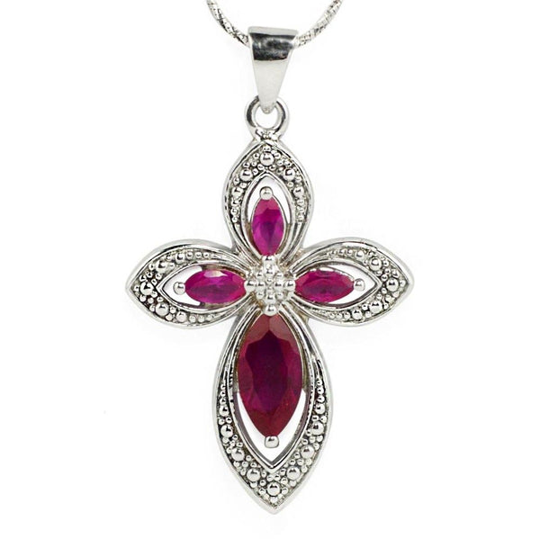 Violet Red Cross CZ Sterling Silver Pendant by BestPysanky