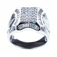 CZ Rhodium Plated Sterling Silver Men's Ring (Size 9) in Silver color