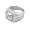 CZ Rhodium Plated Sterling Silver Men's Ring Size (10) in Silver color,  shape