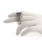 Crystal Glass CZ Design Sterling Silver Ring (Size 8) , dimensions in inches: 1 x  x