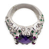 Crystal Glass CZ Design Sterling Silver Ring (Size 8)