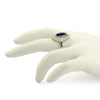 Blue  Rhodium CZ Sterling Silver Ring (Size 6)