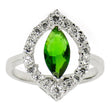 Green Rhodium CZ Sterling Silver Ring (Size 7) in Green color,  shape