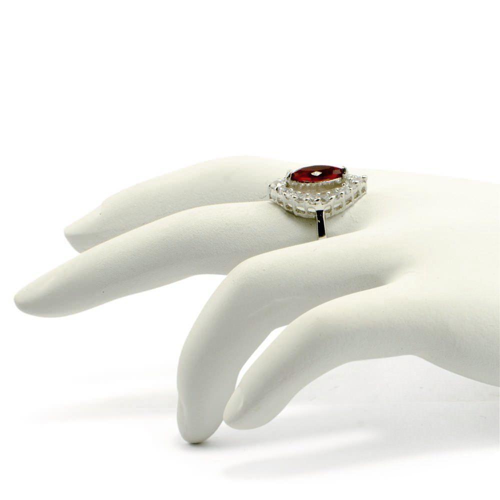 Red Rhodium CZ Sterling Silver Ring (Size 7) , dimensions in inches: 0.9 x  x