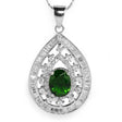 Forest Green Teardrop CZ Sterling Silver Pendant in Green color,  shape