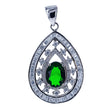 Forest Green Teardrop CZ Sterling Silver Pendant in Green color