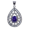 Purple Teardrop CZ Sterling Silver Pendant in Purple color