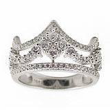 CZ Crown Sterling Silver Ring (Size 7) in Silver color,  shape