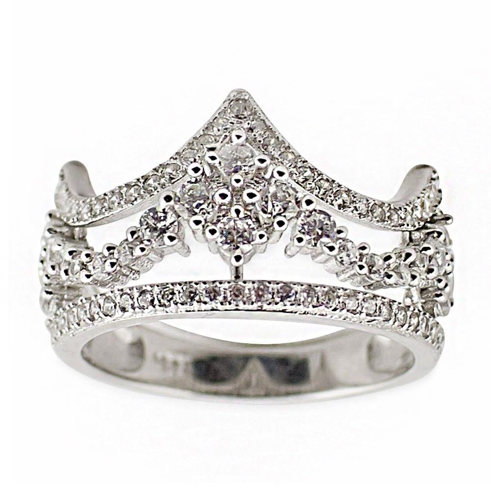 CZ Crown Sterling Silver Ring (Size 7) in Silver color,  shape