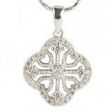 Rhodium Plated CZ Sterling Silver Pendant in Silver color