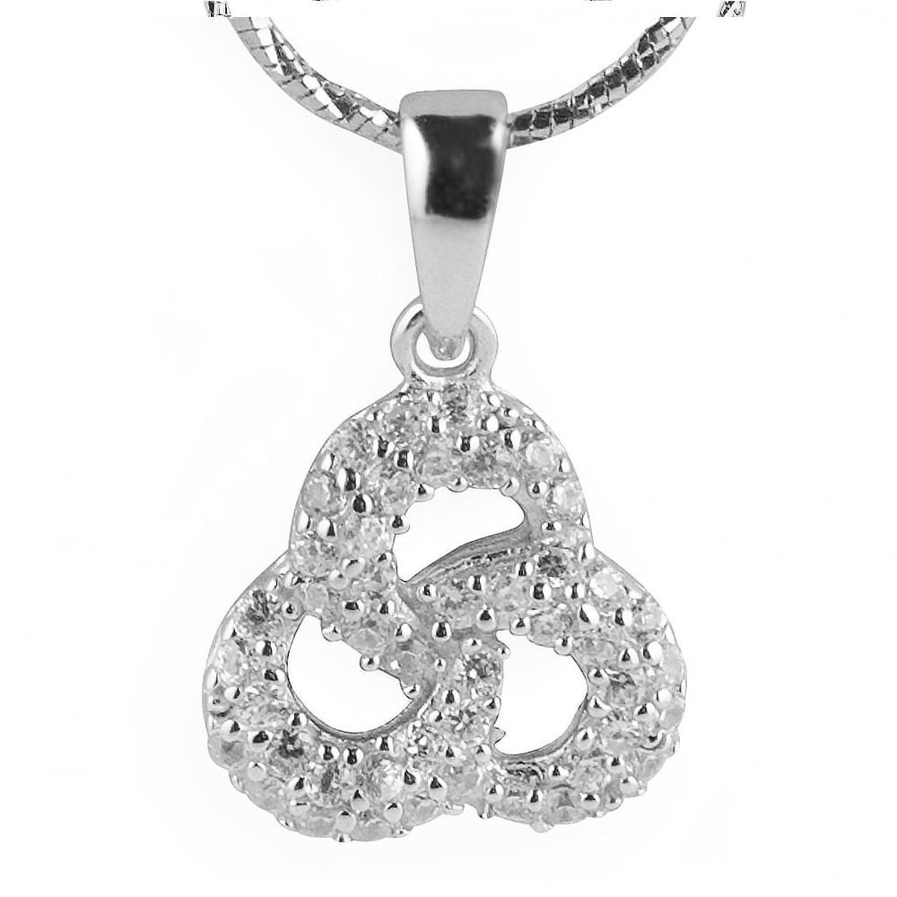 Rhodium Plated CZ Sterling Silver Pendant 2 in Silver color