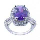Purple CZ Sterling Silver Ring (Size 7) in Blue color