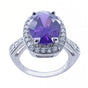 Purple CZ Sterling Silver Ring (Size 7) in Blue color