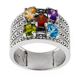 CZ Sterling Silver Ring (Size 7) in Silver color,  shape