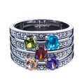 CZ Designer Sterling Silver Ring (Size 7) in Silver color