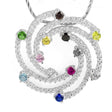 Sterling Silver Swirl Multicolor CZ Sterling Silver Pendant in Silver color