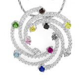 Swirl Multicolor CZ Sterling Silver Pendant in Silver color