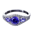 Purple CZ Rhodium Sterling Silver Ring (Size 7) in Purple color