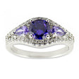 Purple CZ Rhodium Sterling Silver Ring (Size 7) in Purple color