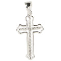 Cross Cut Out CZ Sterling Silver Pendant in Silver color