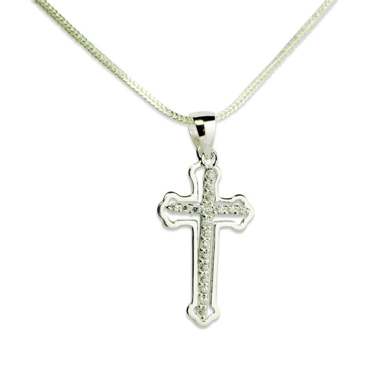 Buy Online Gift Shop Cross Cut Out CZ Sterling Silver Pendant
