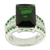 Green CZ Sterling Silver Ring (Size 6) in Green color,  shape