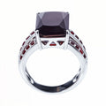 Red CZ Sterling Silver Ring (Size 6) in Red color