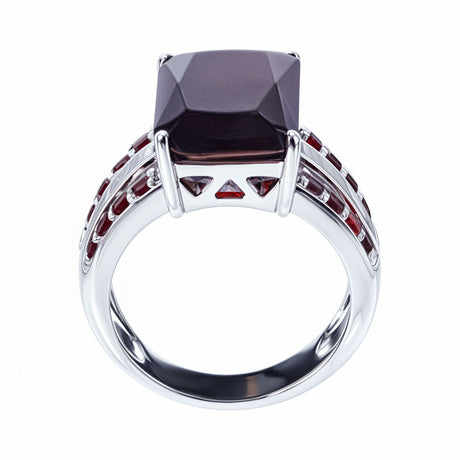 Red CZ Sterling Silver Ring (Size 6) in Red color