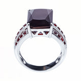 Red CZ Sterling Silver Ring (Size 8) in Red color