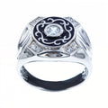 Cubic Zirconia Rhodium Sterling Silver Men's Ring (Size 10) in Silver color