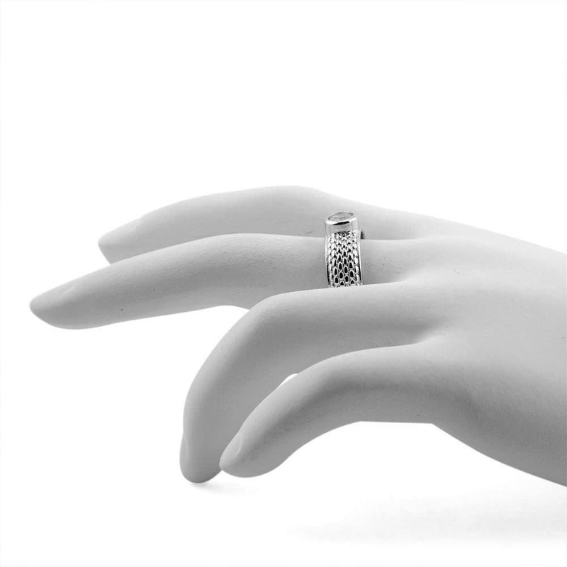 Buy Online Gift Shop CZ Rhodium Design Sterling Silver Ring (Size 7)