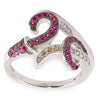 Pink CZ Rhodium Sterling Silver Ring (Size 7) by BestPysanky